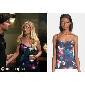 💕TED BAKER💕 Cynaria Printed Scallop Edge Cami Top ~ Dark Blue Medium M NWT